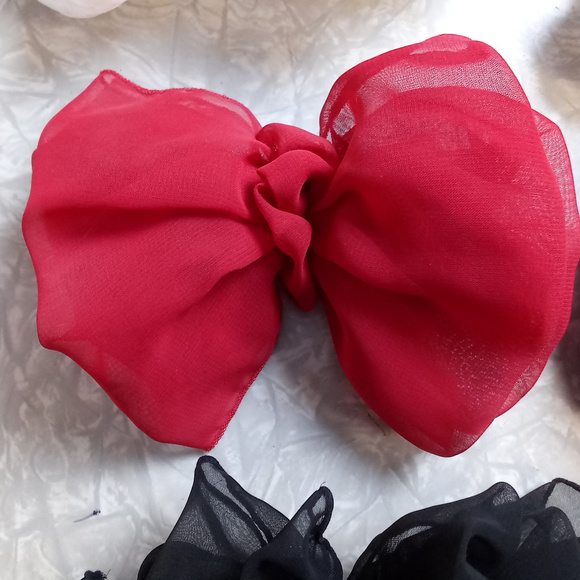 8 Vintage Barrettes Large Bows Pony Holder Sheer main image 9